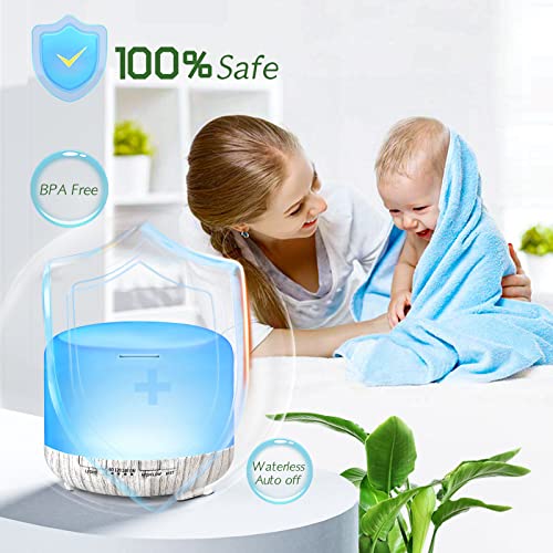 Yikubee Diffusers For Essential Oils Large Room, 500Ml Essential Oil Diffusers Included 6X10Ml Essential Oils, Aromatherapy Oil Diffuser With Cool Mist, Humidifiers For Bedroom, Home #TOP5