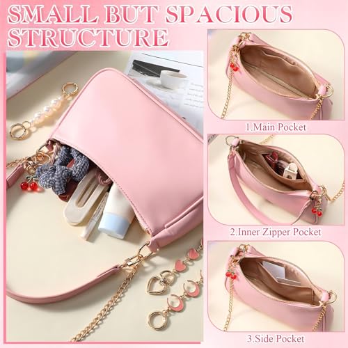 6 piezas bolso de hombro para mujer cuero pequeño con cadena miniatura 5
