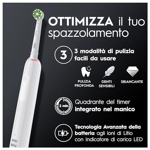 Oral-B Pro 3 3500 Cepillo de Dientes Blanco contra la Placa con Estuche 4