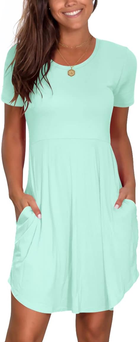 Nova In Sky Women's 2025 Casual Dresses Short Sleeve Summer Dress Loose Fit Sundress with Pockets