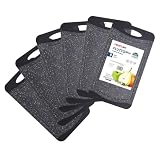 NEOFLAM® Frühstücksbrettchen spülmaschinenfest 25x14cm 6er Set - Schneidebrett Kunststoff BPA-frei, Brettchen rutschfest, Brotzeitbrett antibakteriell, Küchenbrett mit Saftrille, Marmoroptik schwarz