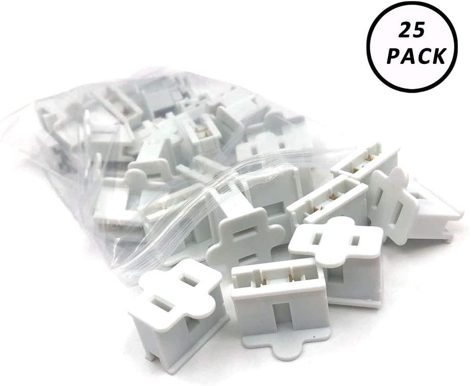 Aniai (25) Pack Vampire Plug,Slip and Slide Plug Add,Extension Cord Ends Male and Female,Replacement Electrical Plug 2 Prong,SPT-1/2 Wire (spt1 Female, White)