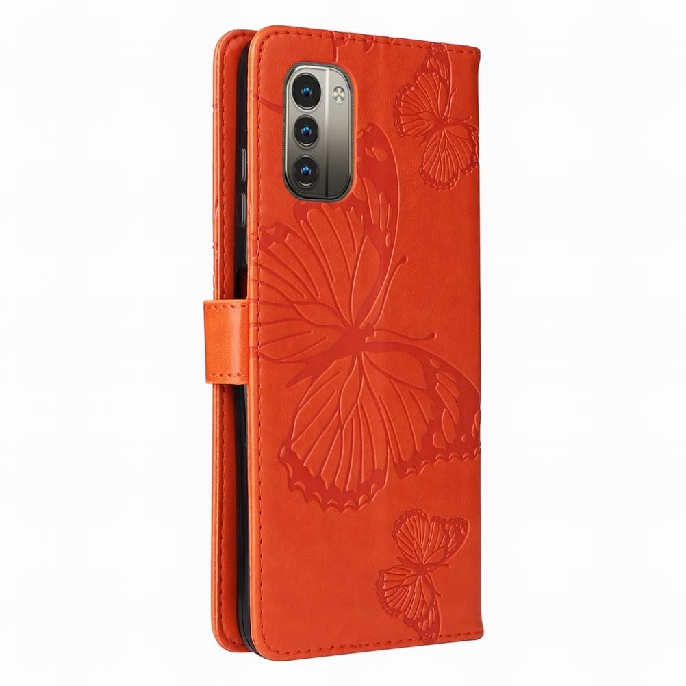 Laybomo Cover per Nokia G11 G21 Custodia in Pelle per Nokia G11 G21 Portafoglio Magnetico Protezione con Porta Carta di Credito, Morbido TPU Silicone Custodia Nokia G11 G21, Arancio