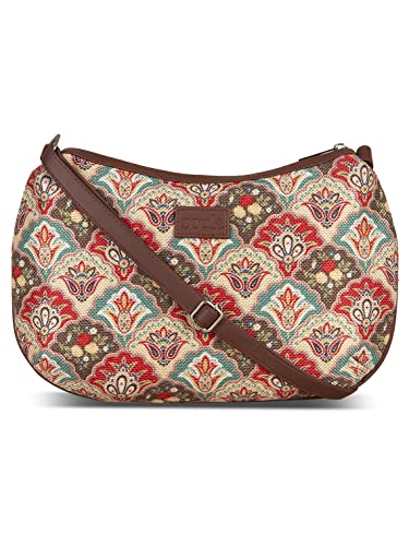 ZOUK Bolso de hombro de cuero vegano 100% aprobado por PeTA para mujer, Mughal Art Multicolor, 12.5 x 9 x 3 ZOUK Bolso de hombro de cuero vegano 100% aprobado por PeTA para mujer, Mughal Art Multicolor, 12.5 x 9 x 3