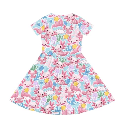 Image of Short Sleeve Dress for Girls with Pockets Cute Toddler Girl Clothes Summer 2-12