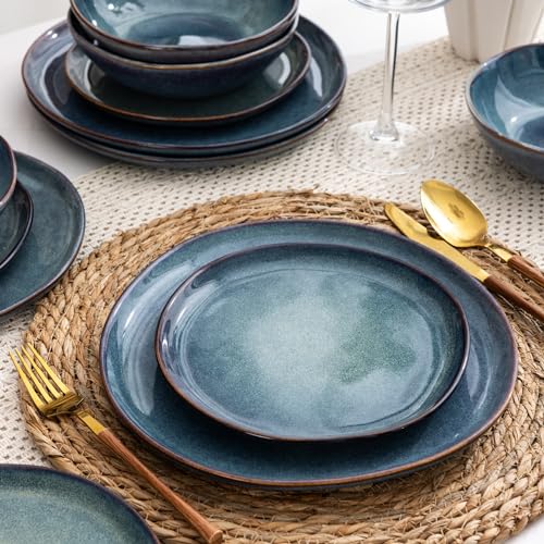 Image of AmorArc Ceramic Dinnerware Sets,Handmade Reactive Glaze Stoneware Plates and Bowls Sets,Highly Scratch Resistant | Dishwasher & Microwave Safe Dishes Set,Service for 4 (12pc)