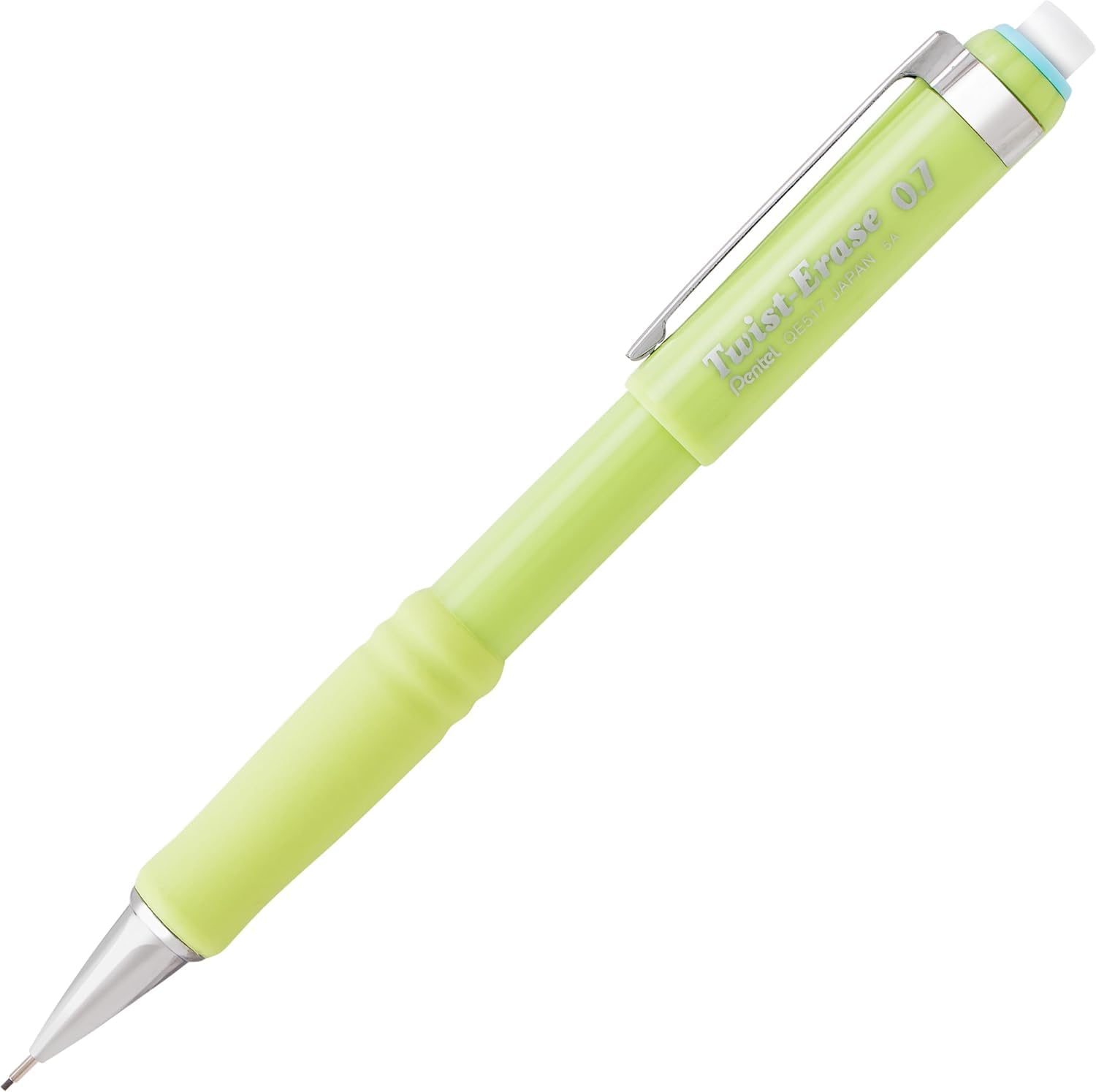 Pentel Twist Erase III - Portaminas de 0,7 mm, mina HB de polímero Super Hi precargada, paquete de 12 unidades, barriles de colores surtidos