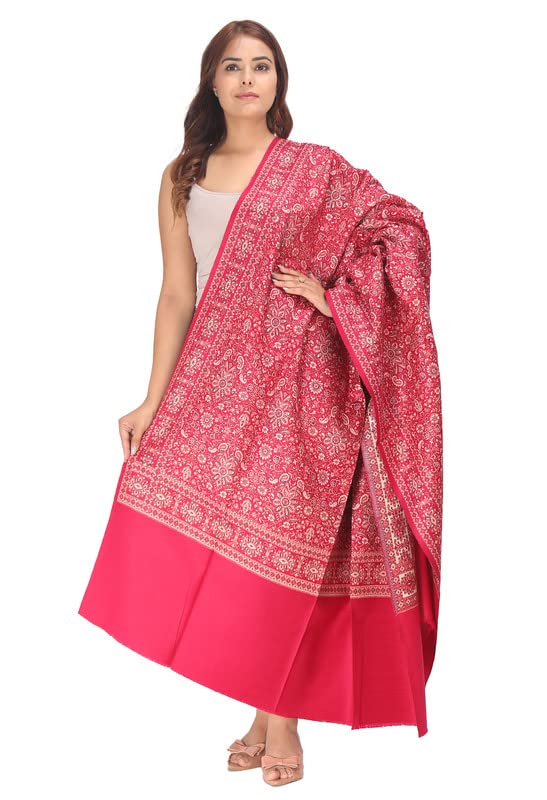 manra Women Ladies Kashmiri Wool Heavy Jaal Design Warm and Soft Shawl [SIZE:40X80 Inches] (THICK JAAL SHAWL 865)-picture-4