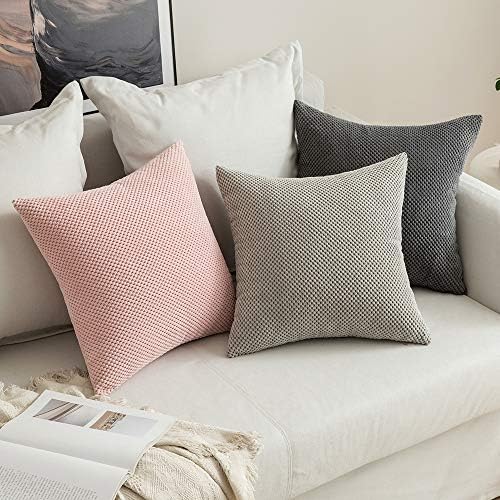 MIULEE Ozdobne kwadratowe poszewki na poduszki ze sztruksu miękkie granulki solidne poszewki na poduszkę na sofę do sypialni srebrne 50 cm x 50 cm 2 sztuki