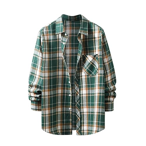 Chemise à carreaux homme CHUNOTU en flanelle légère coupe ample et décontractée vintage