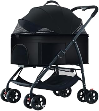 Pet Strollers Pet Stroller Dog Stroller Detachable, Foldable, Lightweight Material for Small and Medium-Sized Dogs and Cats Pet Stroller MediumBlack