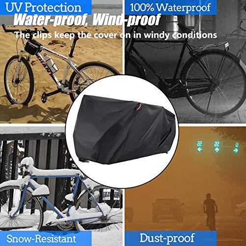 Bumlon Bicycle Covers Outdoor Storage Waterproof for 2 or 3 Bikes Bike Cover Windproof Dustproof Anti-UV Bike Trap with Lock Hole Suits Mountain Bike Road Bike