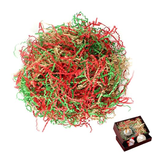 Geschenkverpackung Füllmaterial 100g Dekopapier für Geschenkboxen rot grün braun – Papierschnipsel für Dekoration und Schutz zu Weihnachten Geburtstag Hochzeit