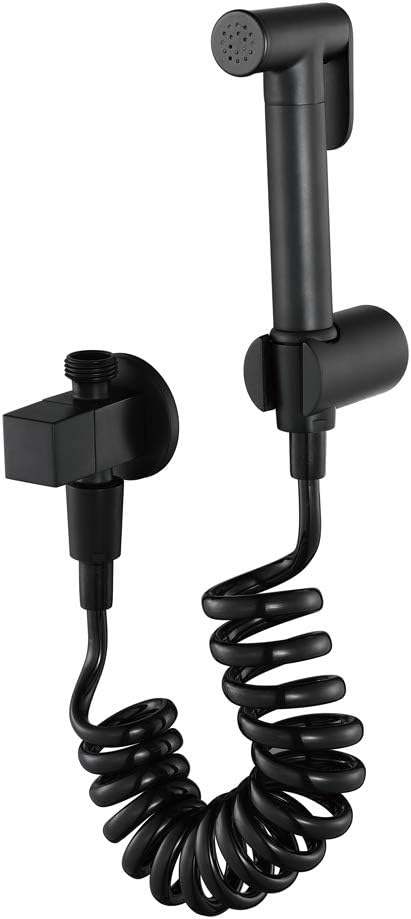 Toilet Bidet Sprayer, Brass Matte Black Wall Mounted Single Cold Cleaning Bidet Faucet with 1.5m Telescopic Shower Hose,Type a(Type B)