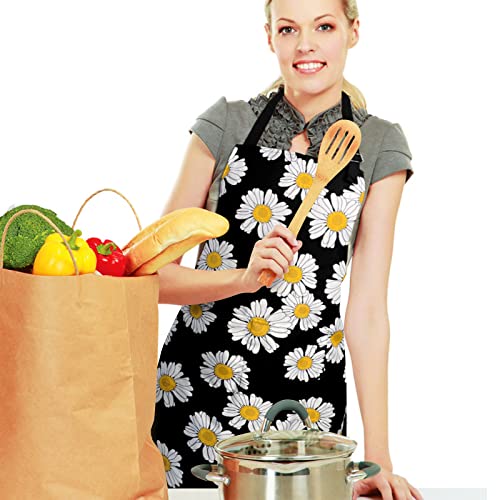 Sosolong Adjustable Waterproof Apron Bib Apron with 2 Pockets Cooking Kitchen Aprons for Women Men Chef Adult Gifts, Daisies… - Image 2