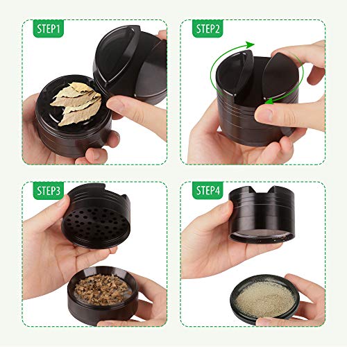 iRainy [Large 3 Inches] Spice Herb Grinder with Pollen Catcher, 4 Pieces, Metal Black - Thumbnail 6