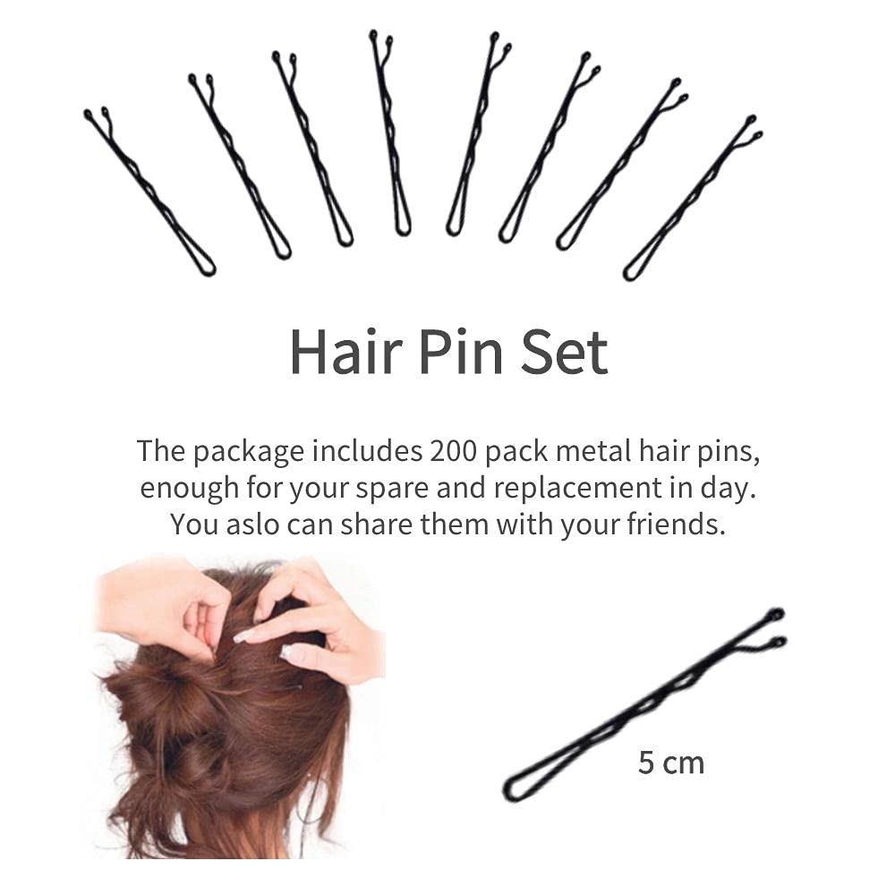 LukyTimo Black Round End Hairpins 200 Pieces - Metal Invisible Bobby Pins -Ideal for All Hair Types and All Types of (200) - Image 3