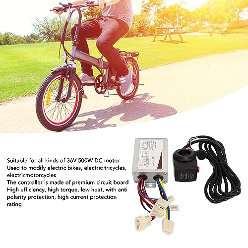 Tbest Controlador de velocidade de bicicleta elétrica, 36V 500 W, conjunto de acelerador de dedo, co