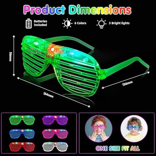 Image of Crackles 6 pcs Light Up Slotted Rock Star Sunglasses Light Glow in under UV Light Glasses Transparent Goggles, Party Eyeglass, Party Goggles for Kids Party, Birthday Return Gifts- Multi Color