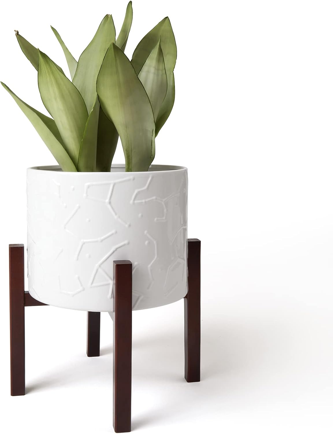 LA JOLIE MUSE Plant-Pots Flower Pots, 8 Inch Plant Pot Ceramic Planter with Stand Planters for Indoor Plants
