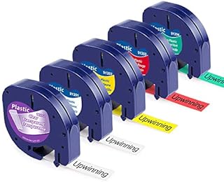 5 x Replacement for Dymo LetraTag Tape Plastic Refills for Dymo Letra Tag 12mm x 4m 91201 for Dymo LetraTag Label Maker LT-100H LT-100T LT-110T XR, Black on White/ Clear/ Red/ Yellow/ Green
