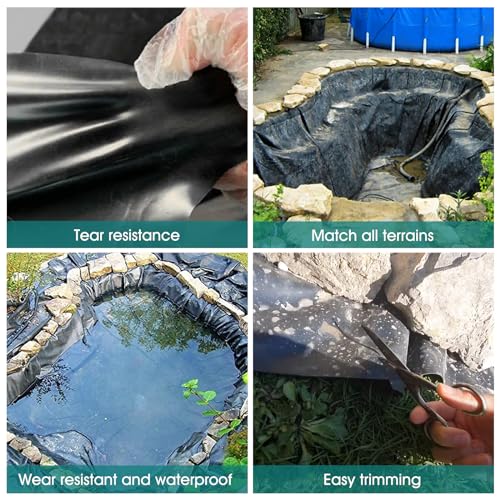 Adoture 3 x 2m Teichfolie, Flexibel Teichfolien Scheibe Wasserdicht und leckdest, Sonnenschutz HDPE Folie für Garten Fischteich Landschaft Schönheit