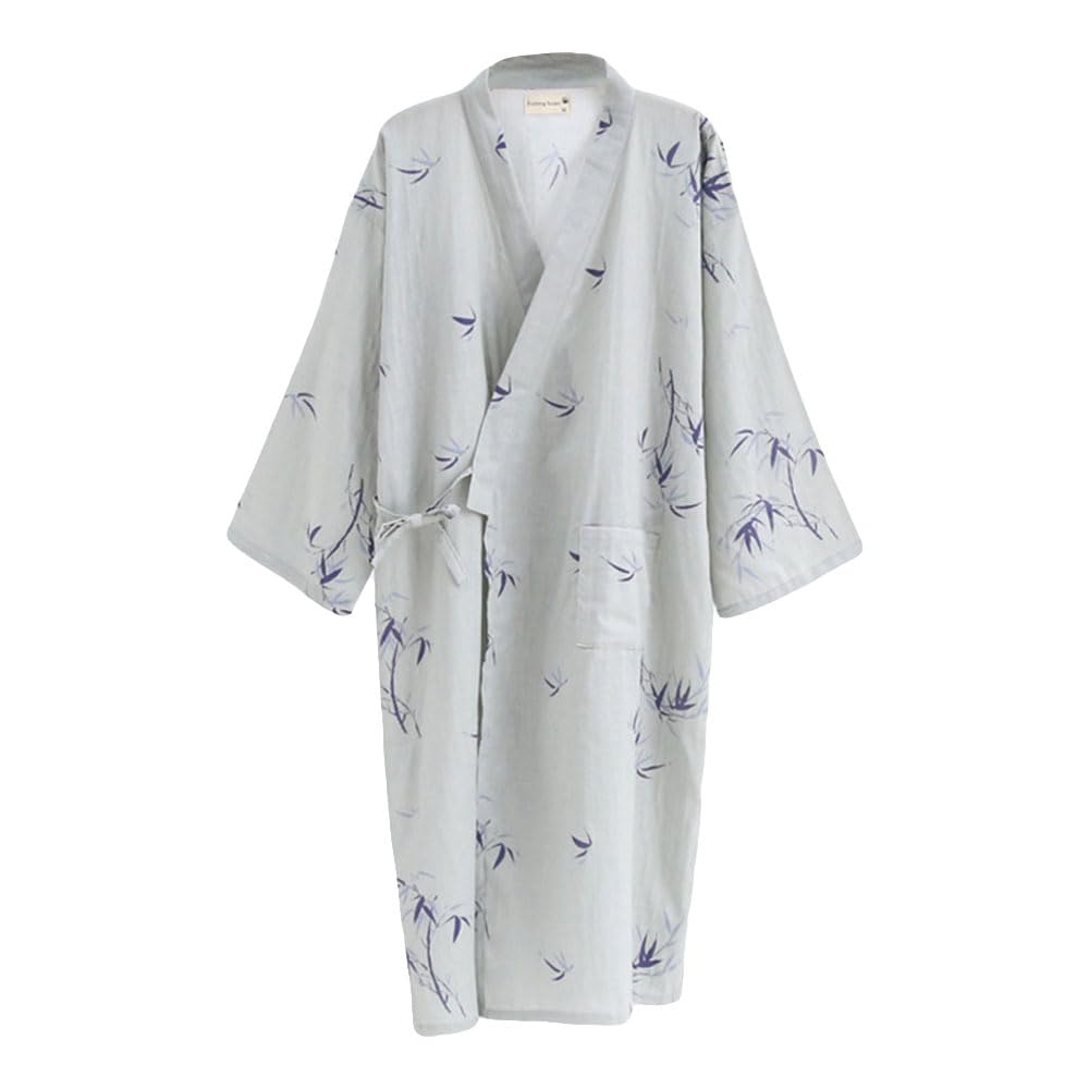 ZooBooJapanese Kimono Nightgown Bathrobe - Cotton Spring Summer Robe Lightweight Thin Sleepwear for Women Men