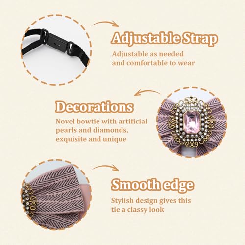 Image of Womens Bow Tie Adjustable Rhinestone Bowtie for Women Ladies Girls Pre-tied Womens Tie for Shirt Suit Uniform