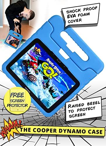 Cooper Dynamo [Rugged Kids Case] Protective Case for Samsung Galaxy Tab 4 10.1, Galaxy Tab 3 10.1 2013/2014 released only | Child Proof Cover with Stand, Handle (Blue)
