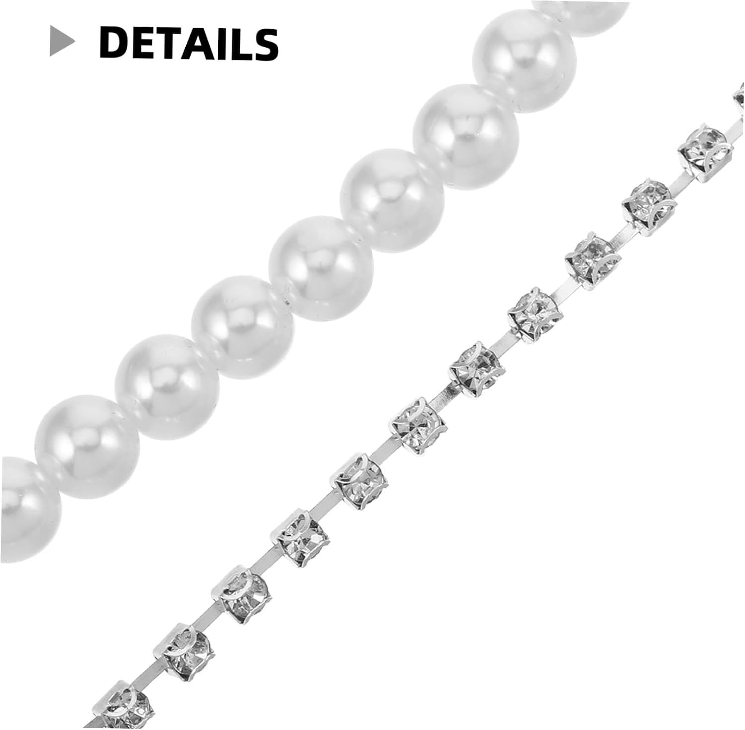 Abaodam Adjustable Pearl Y-shape Suspenders with Rhinestone Chain, Elastic Black Back Suspenders for Women, Hidden Waist Belt for Pants and Skirts