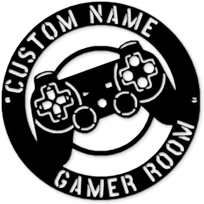 Personalized Gaming Room Sign - Custom Metal Wall Art, Black Video Game Battle Theme, Gifts for Gamers, Boys, Teens