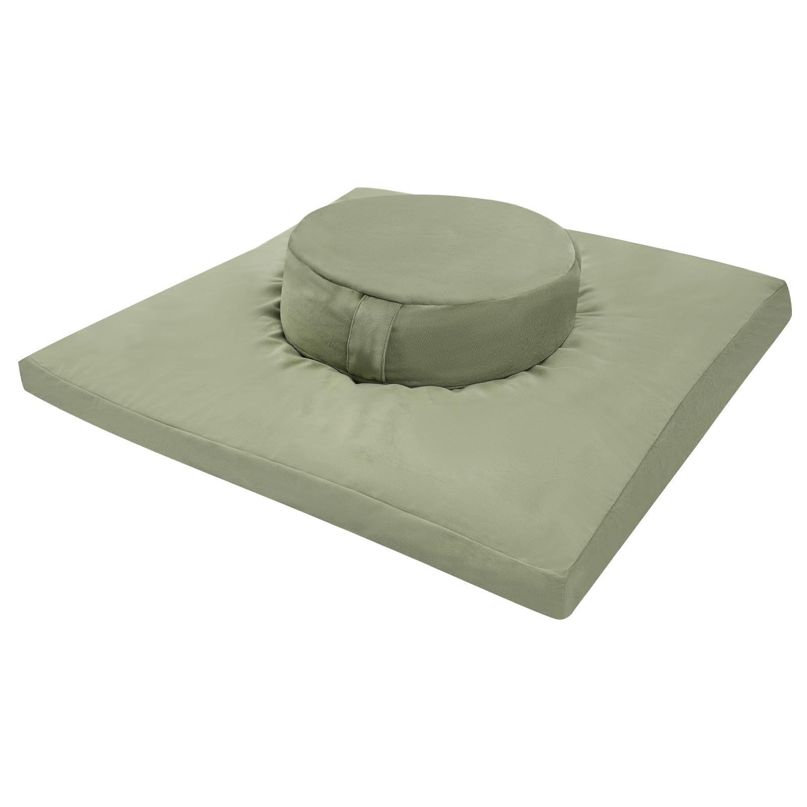 Set da meditazione, cuscino da meditazione, 1 rotondo (40 x 13 cm) + 1 quadrato (80 x 80 x 8 cm), imbottitura in cotone di grano saraceno, rivestimento in velluto lavabile