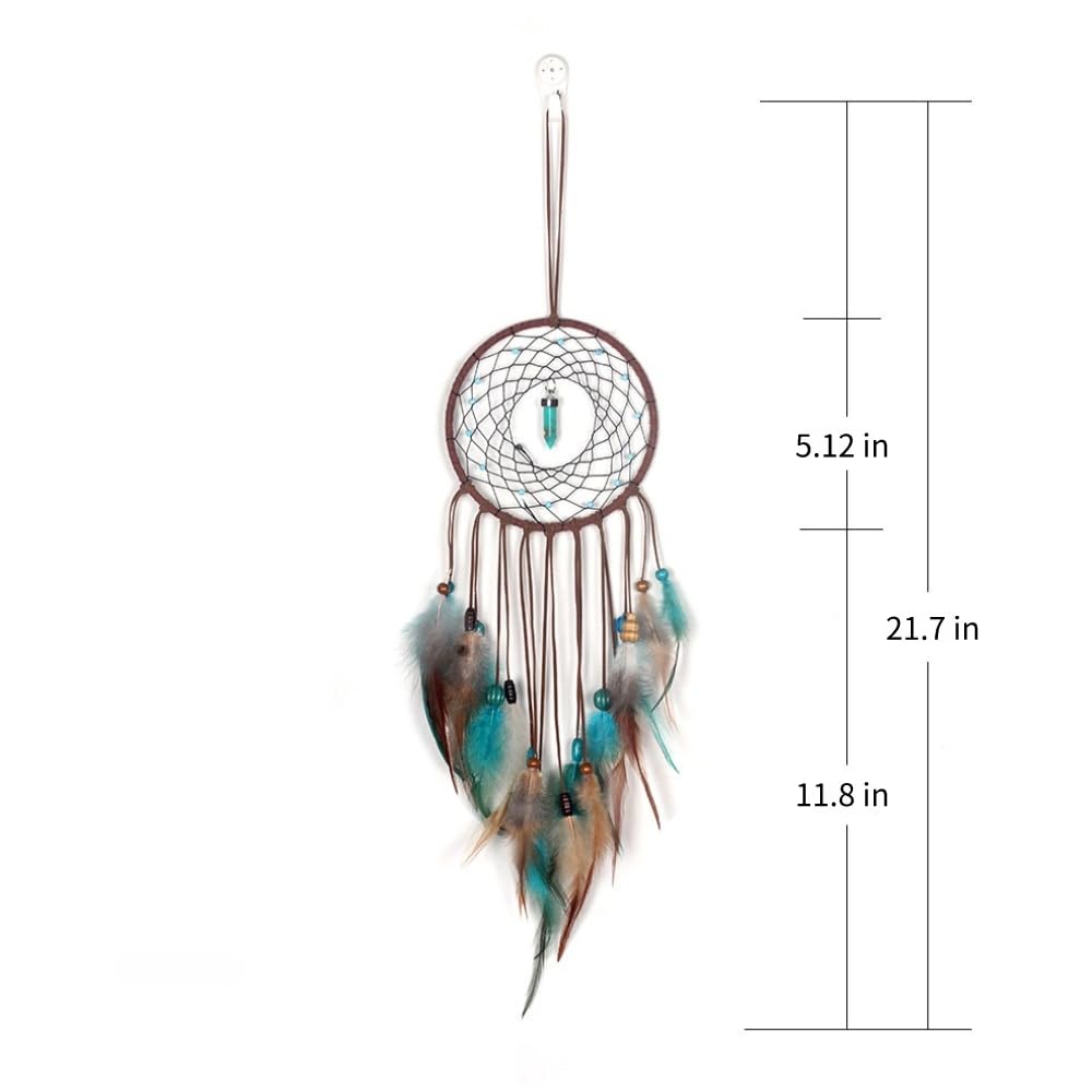 Drecoam Handmade Dream Catcher, Turquoise Boho Wall Hanging, Bedroom Kids Room Living Room Nursery Decor, Wedding Party Festival Gift, Native American Inspired, Authentic Craftsmanship