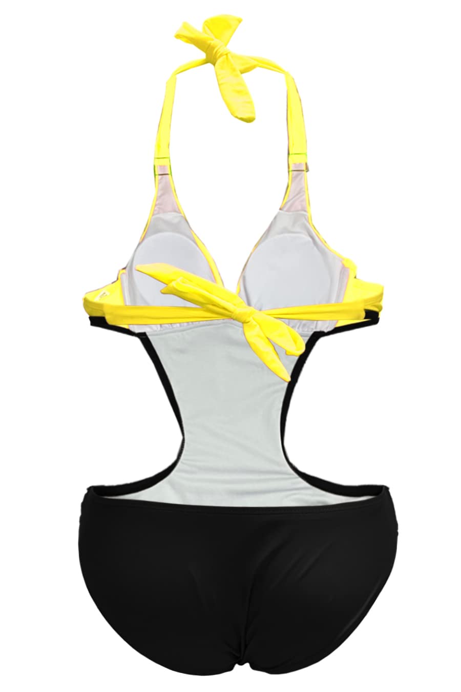 JFAN Costume da Bagno Donna Estivo con Scollo A V Bikini alla Moda di Un Pezzo Blocco di Colore Slim Halter Siamese Senza Schienale Costume da Bagno