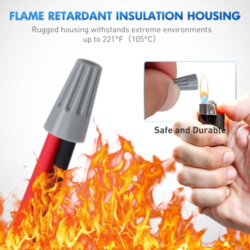 Image of Nilight 600PCS Gray Wire Connectors Kit 22-20 AWG Electric Wire Caps Insulating Insert Twist Electrical Wire Terminal with Spring for Connect Electrical Wiring Automotive Car Truck Boats Marine