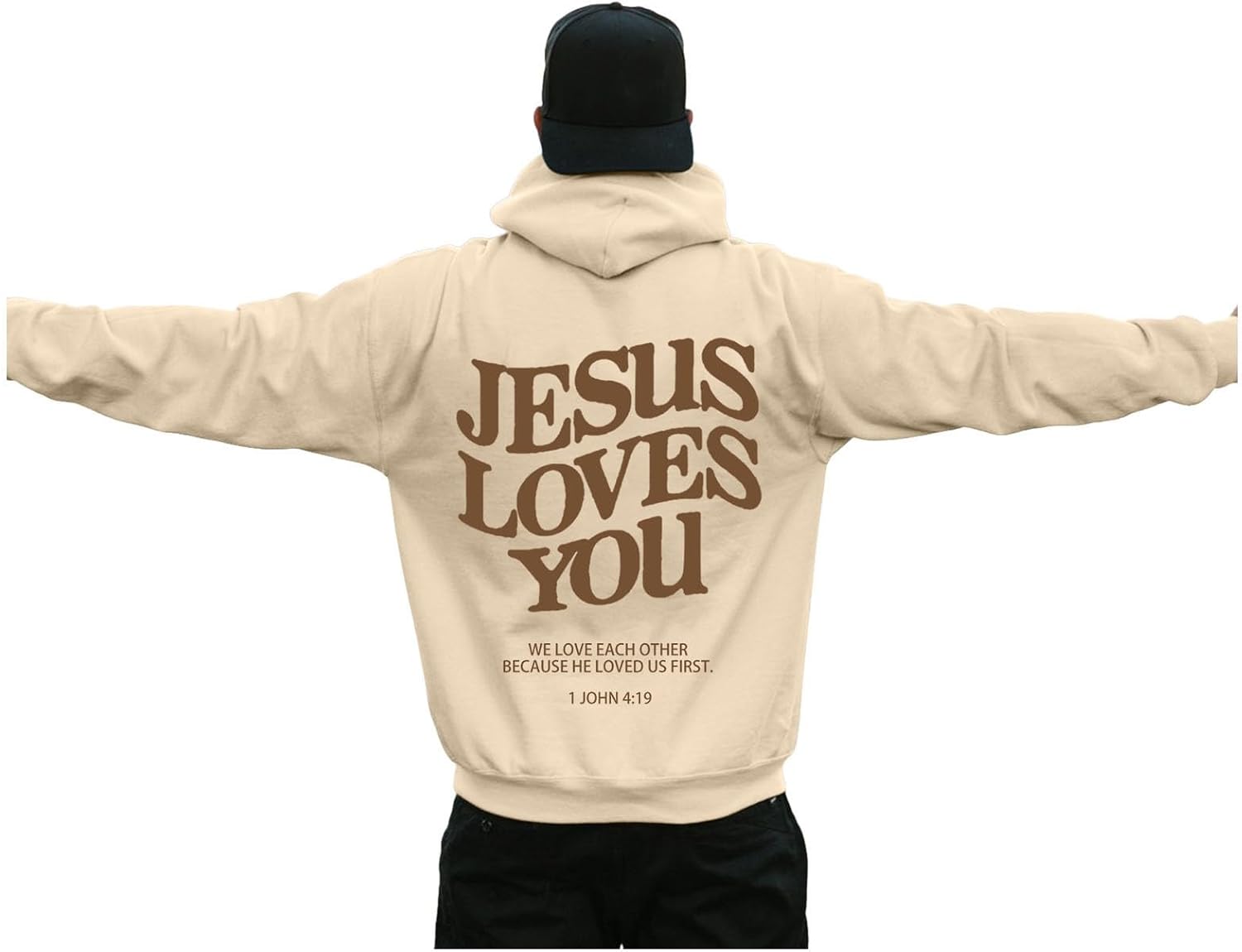 Christian Hoodies For Men Long Sleeve Jesus Graphic Hooded Sweatshirts Regular-Fit Outfits With Pocket For Walking Outdoor