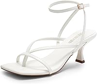 DREAMPAIRS Women's Sylvestra Kitten Heel Strappy Sandals - 2.55" Square Toe Ankle Strap Heels for Comfort & Style