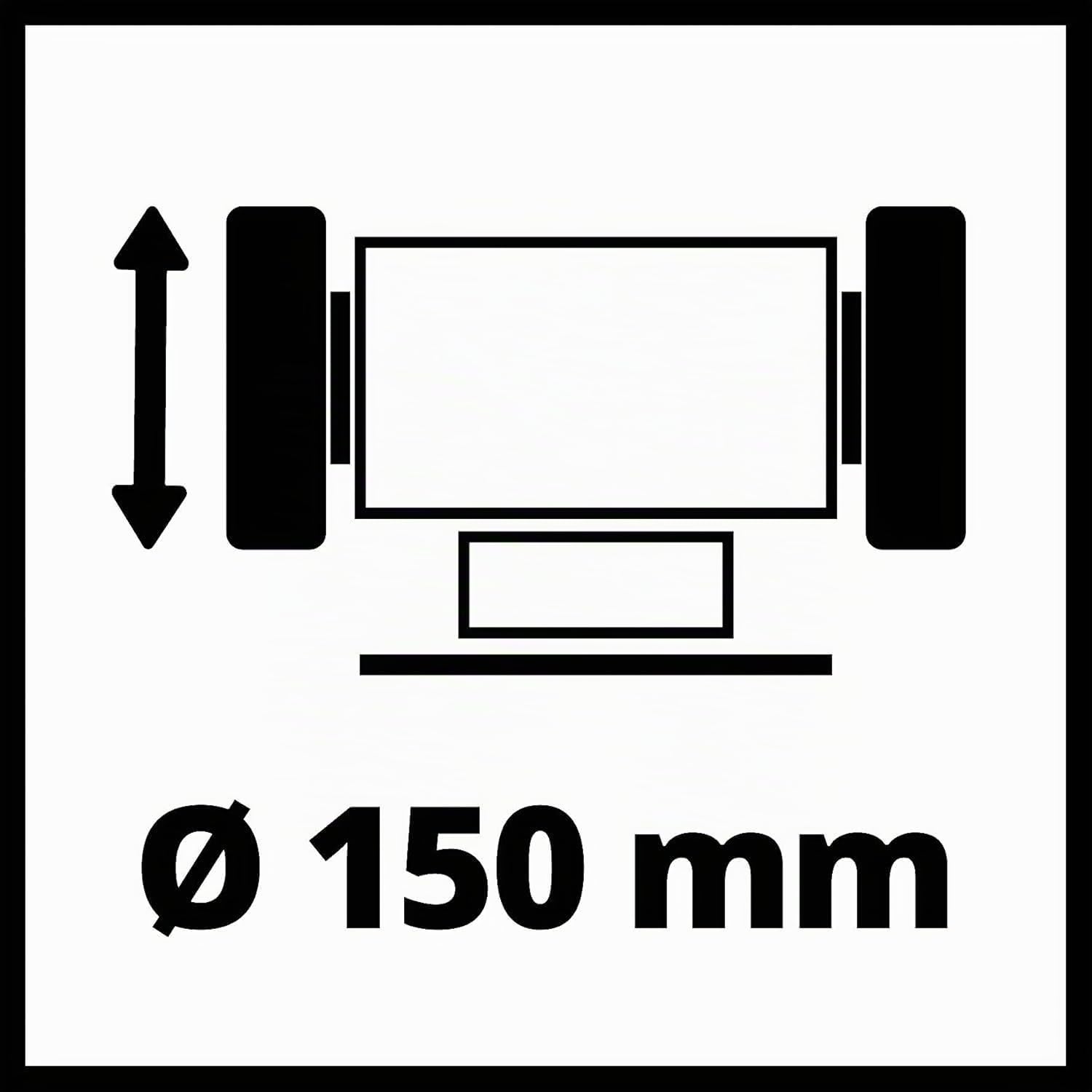 Einhell Esmeriladora doble TC-BG 150 (máx. 150 W, muelas de Ø150 x ø32 x 16 mm, protección contra chispas, corrección de forma y rectificado, incl. muela abrasiva gruesa y fina K36/K60)