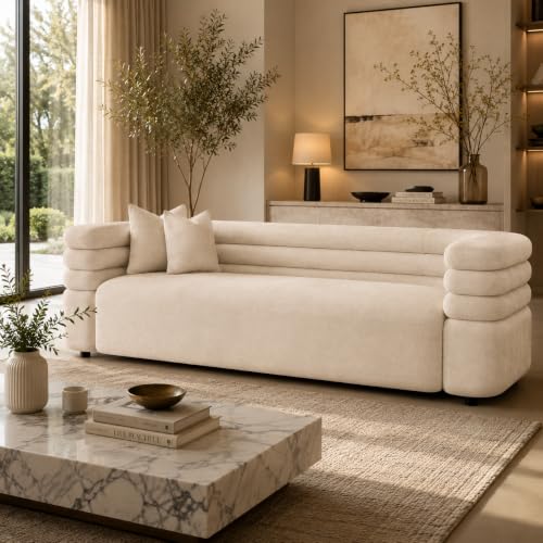 Image of Modern Designer Furniture Collection | Premium Upholstered Lounge Seating with Sculptural Contemporary Design | High-Density Foam Cushions & Solid Wood Frame | Minimalist Home & Living (Cream)