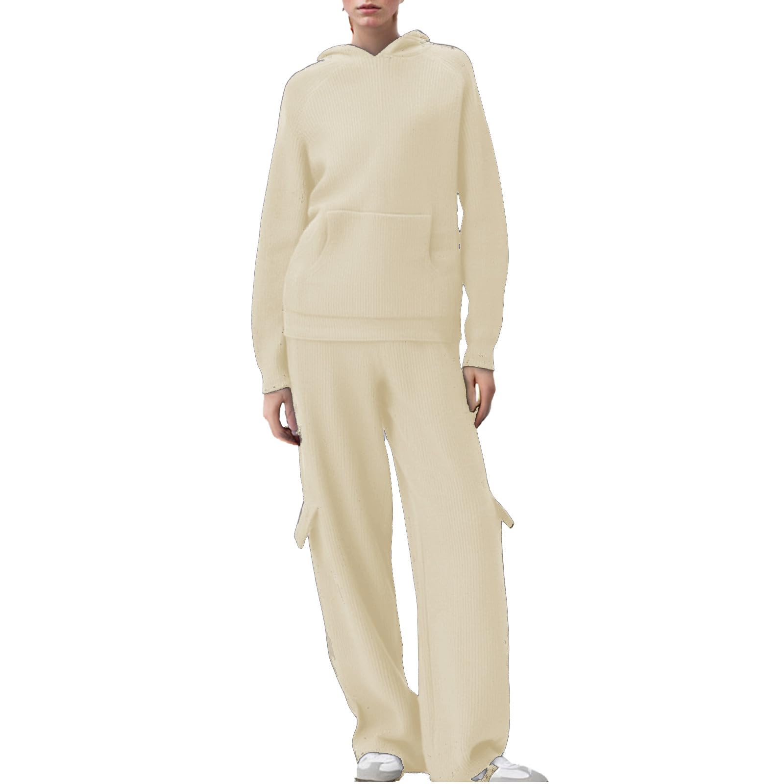 Completo Donna Sportiva Maglia Con Cappuccio Coulisse Pantaloni Tasche
