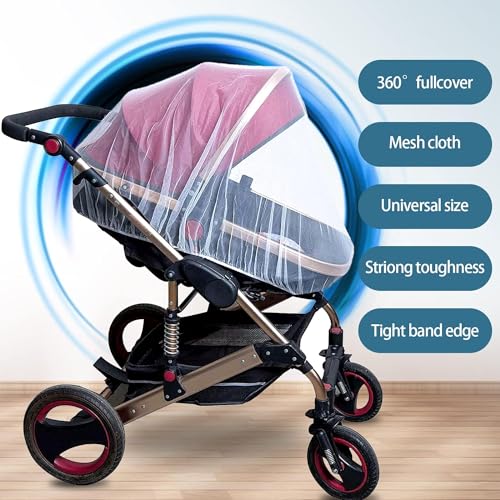 Miniatura 3 de Mosquitera Carrito Bebe Universal, Respirable Red Antimosquitos Bebe, Mosquitera Cochecito, Verano Funda Carrito, Mosquitera Red Anti-Insectos Universal, Silla De Paseo Y Cuna De Viaje, Lavable,Blanco