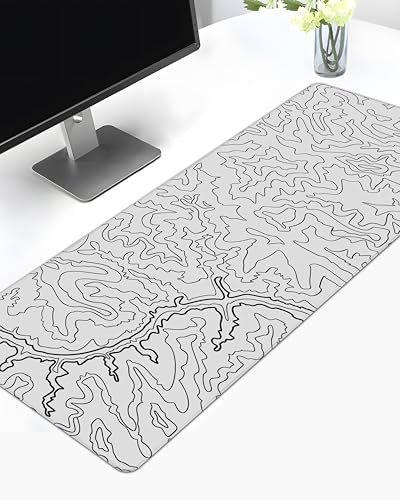 Image of White Canyon Map Stitched Mousepad (12x32) for Laptop, Desktop, PC and Gaming Deskmat (Stitched White 2.O, XL)