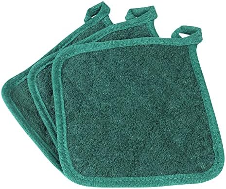 Arkwright Pot Holders for Kitchen - Heat Resistant Square Hot Pads Set of 12, Professional Grade Washable Cotton Coaster for Oven, Cooking and Baking, 7 x 7 in, Green