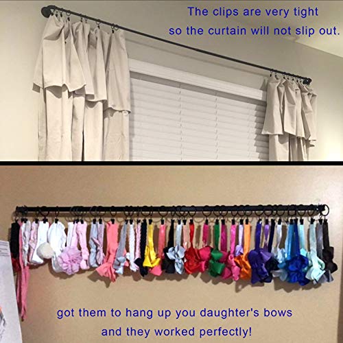 image for LLPJS Metal Curtain Rings with Clips, Heavy Duty Drapery Hanging Rings