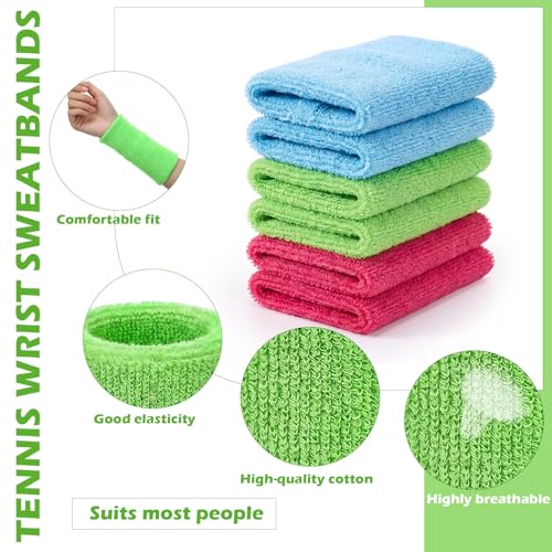 Image of WILLBOND 6 Inch Wrist Sweat Bands for Men Women Tennis Elastic Athletic Long Sweatband Wrist Absorbent for Basketball Tennis Running Outdoor Activity