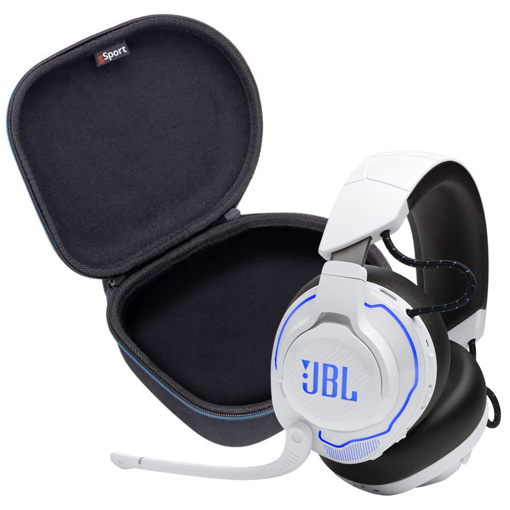 JBL Quantum 910P Wireless Over Ear Performance Gaming Headphone Bundle with gSport Case (White)