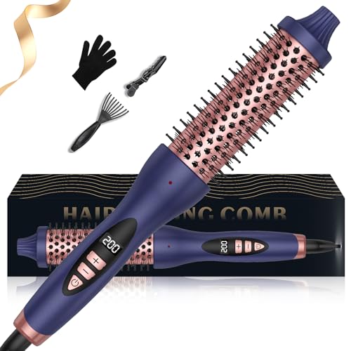UKLISS Thermal Brush 38mm, Cepillo Térmico 3 en 1，Cepillo Rizador Iónico Calentado para Crear Rizos Naturales, Cepillo Redondo para Pelo Caliente para un Aspecto más Suave, Doble Voltaje, 120-210℃