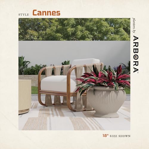 ARBORA 18" Cannes Urn Polyresin Indoor and Outdoor Planter with Classic Cream Finish - Durable, Weatherproof, Lightweight, Large Plant Pot for Patio, Garden, Deck, Entryway by ARBORA - Image 3