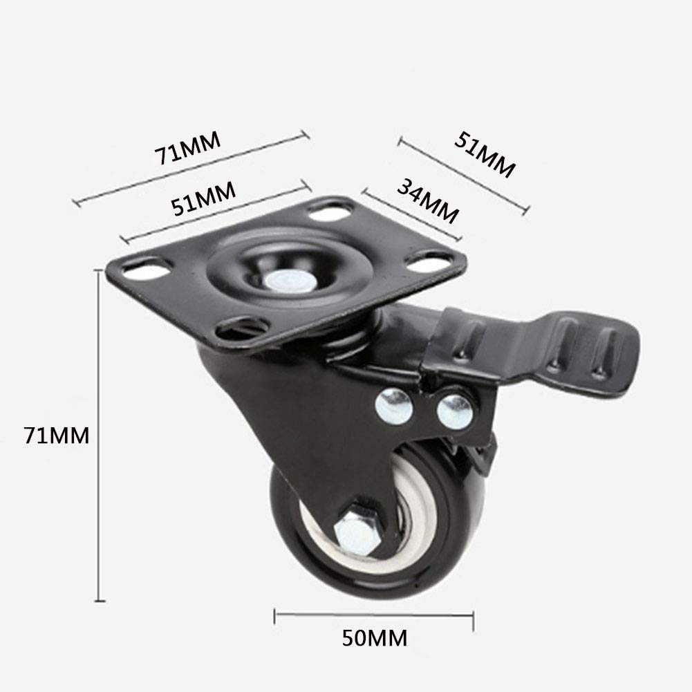 Ruote Industriali 6 Pollici Set 4 Ruote Girevoli 6 Pollici WIEYUNN - Poliuretano Silenzioso Con Freni Per Carrelli Ruote Girevoli Con Freno Doppio Blocco - Foto 7