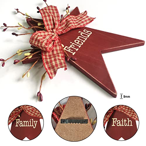 Yy-Ladybug Country Stars Wall Decor Wooden Wall Hanging Indoor Outdoor Wall Decor(Stars And Berry) - Set Of 3 #TOP4